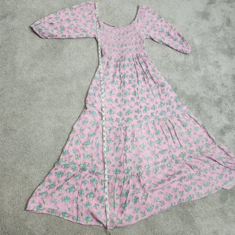 UO Odila Strappy Back Midi Dress Smocked Back Milkmaid Size Large Coquette - Picture 9 of 13